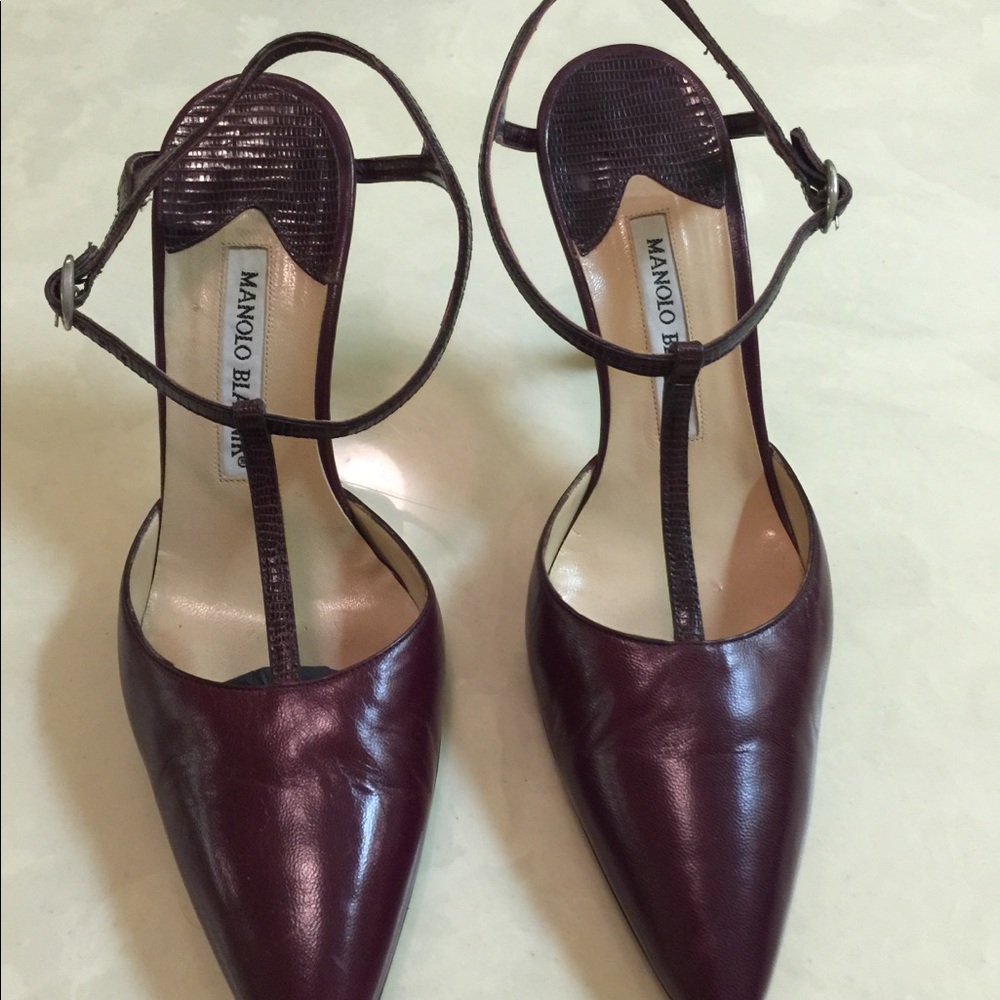 Manolo Blahnik heels leather dark red 6,5